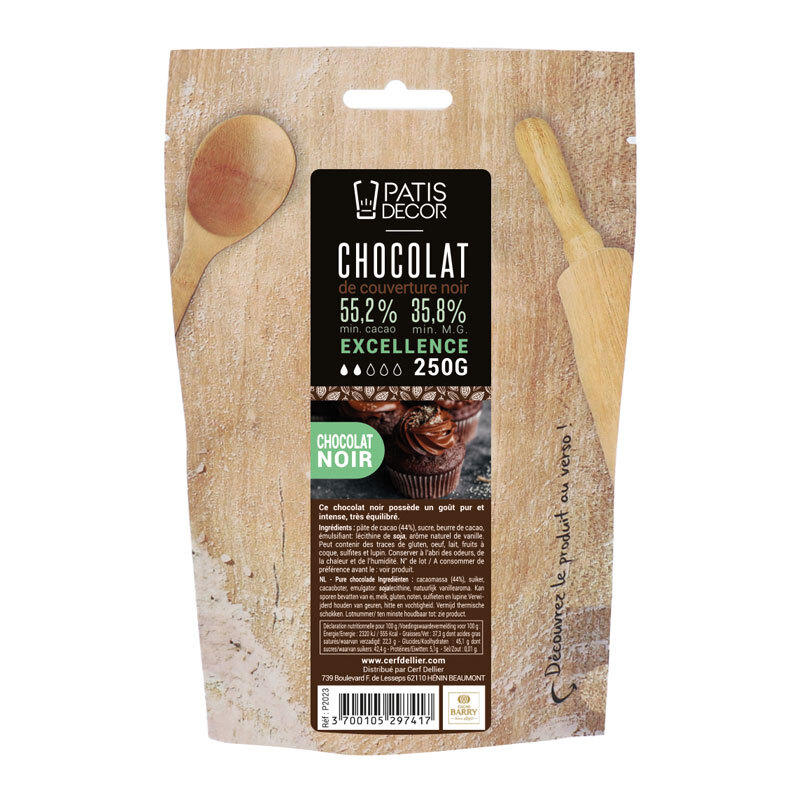Chocolat de Couverture Noir Excellence 55% 250 g