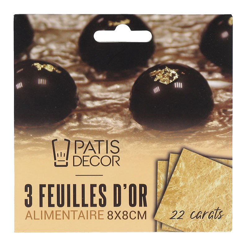 3 feuilles d´or alimentaire 8 x 8 cm - Patisdecor