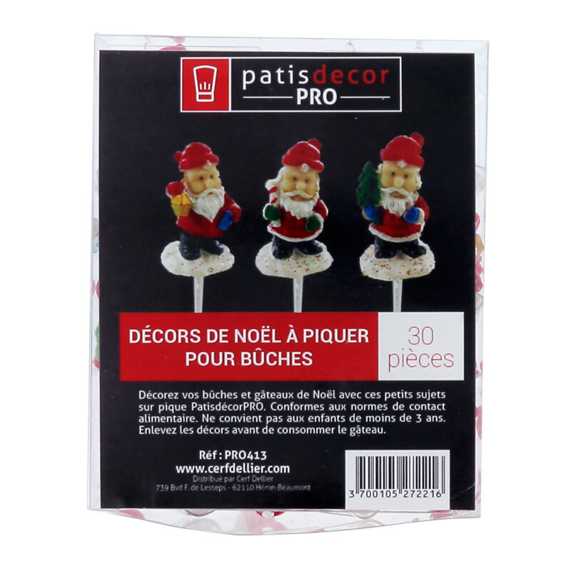 Pères Noël résine assortis sur pique (x30)