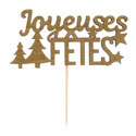 Décors sur pique "Joyeuses Fêtes" dorés (x30)