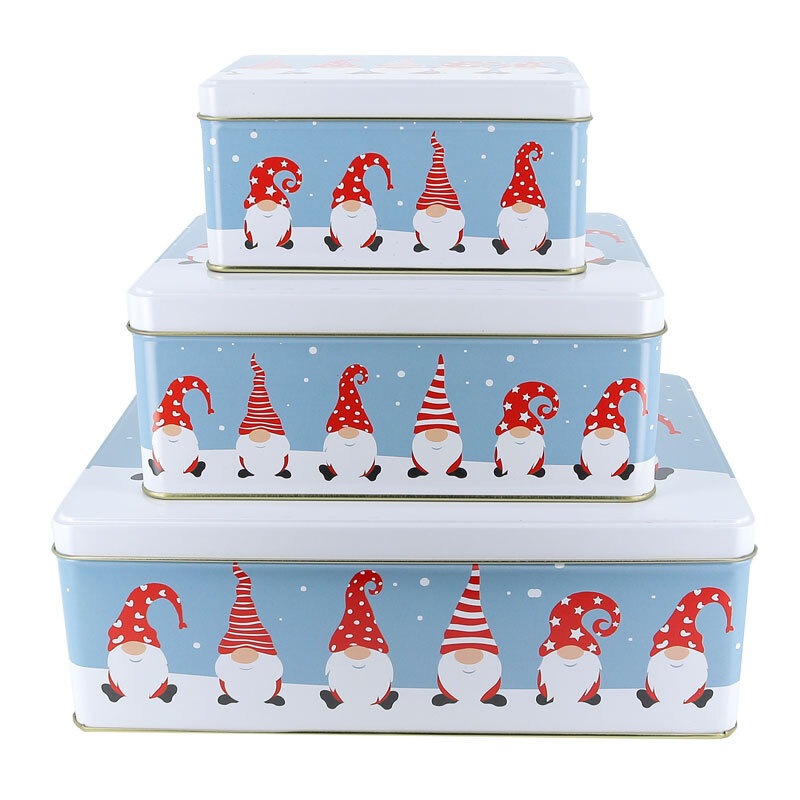 Boîtes à biscuits gigognes rectangulaires en métal (x3) Boîtes à biscuits gigognes rectangulaires en métal (x3)