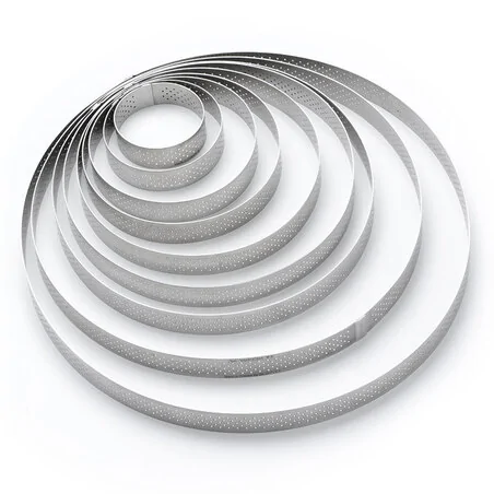 Cercle à tarte perforé à bord droit inox