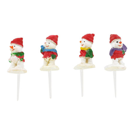 Bonshommes de neige Noël assortis sur pique (x4)