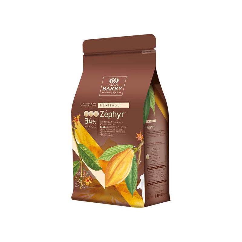 Chocolat blanc de couverture Zephyr 34% - Poids 500 g - Pâtisserie -  Parlapapa