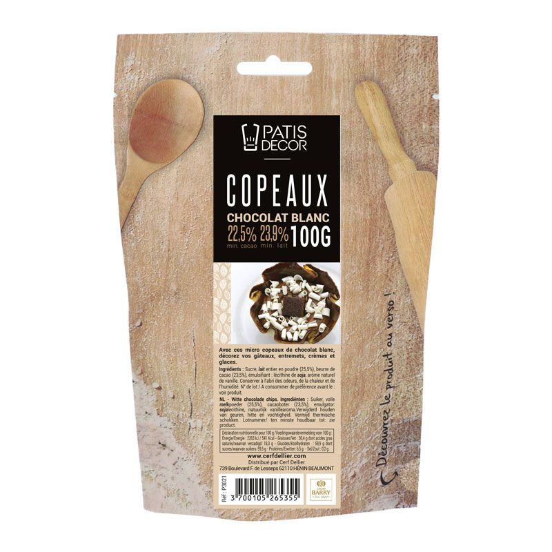 Micro copeaux blanc 25% - décoration en chocolat blanc à parsemer - 2kg