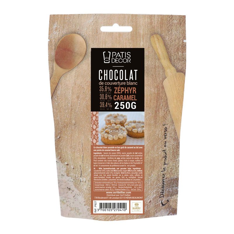 Chocolat Blanc goût Caramel Beurre Salé Barry 250 g - Patisdécor