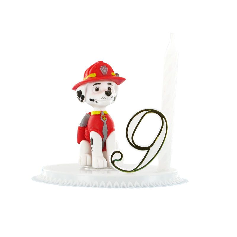 Gâteau anniversaire Pat Patrouille : bougie + chiffres + figurine