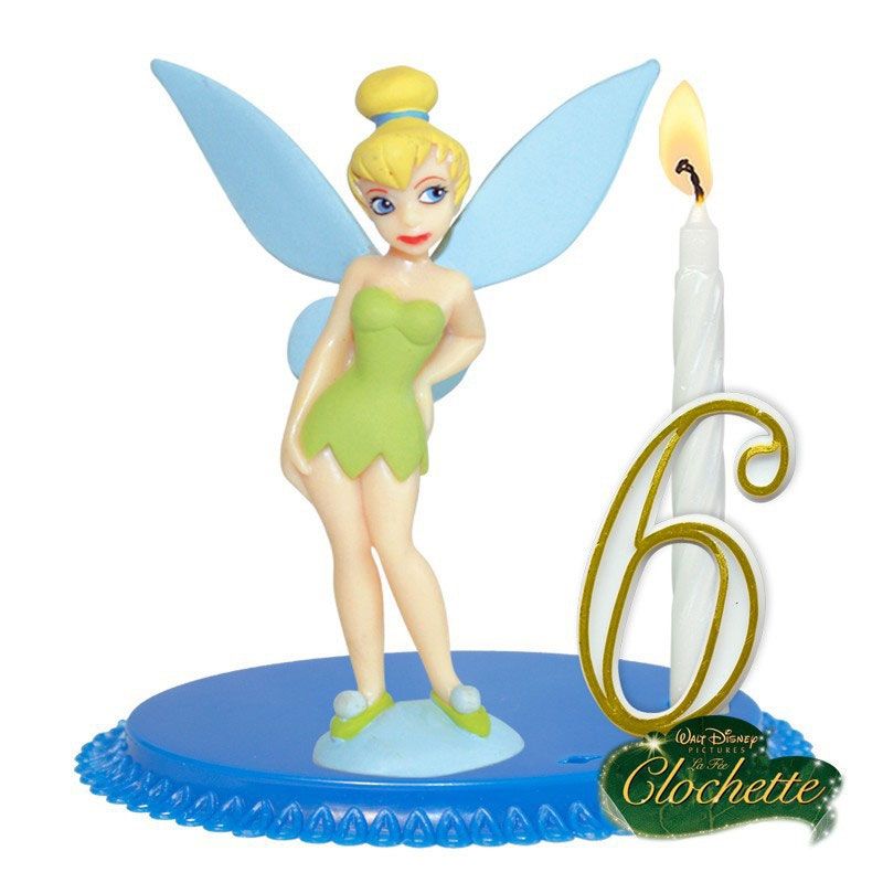 Gâteau anniversaire Fée Clochette : bougie + chiffres + figurine