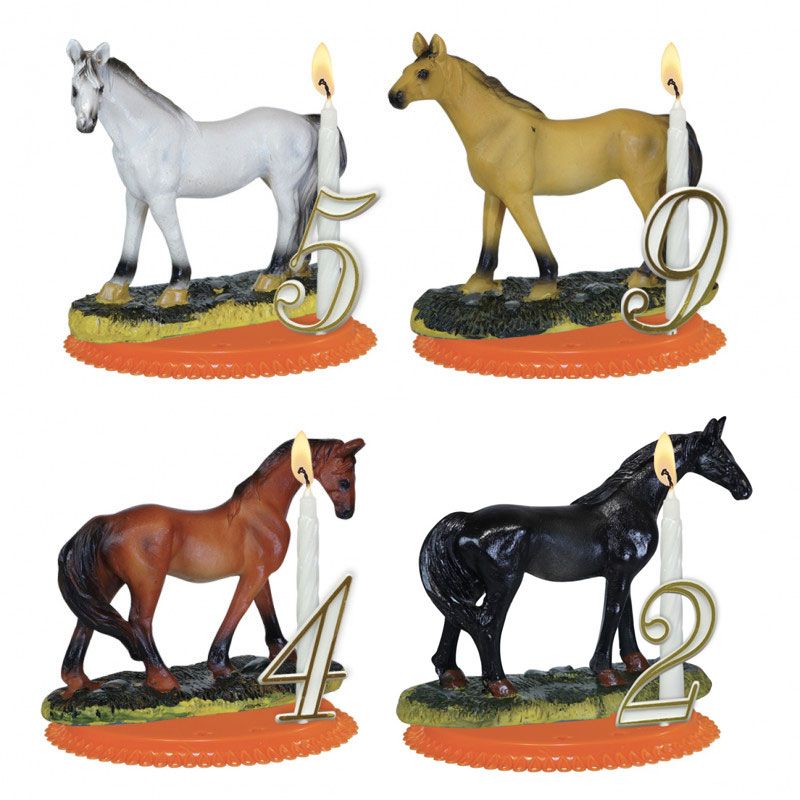 Gâteau anniversaire cheval : bougie + chiffres + figurine