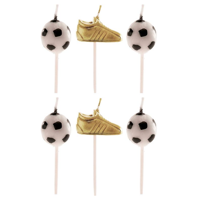 Bougies chaussures + ballons de football (x6) Dekora