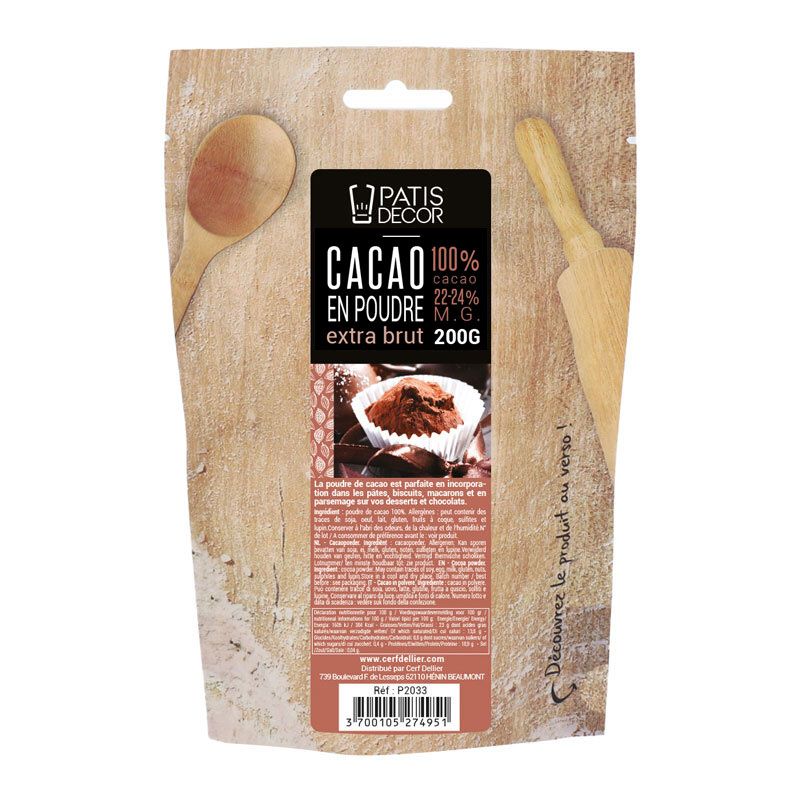 Cacao en poudre extra brut Patisdécor 200 g