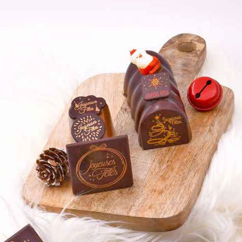 Embouts bûchettes chocolat Joyeuses Fêtes (x56)