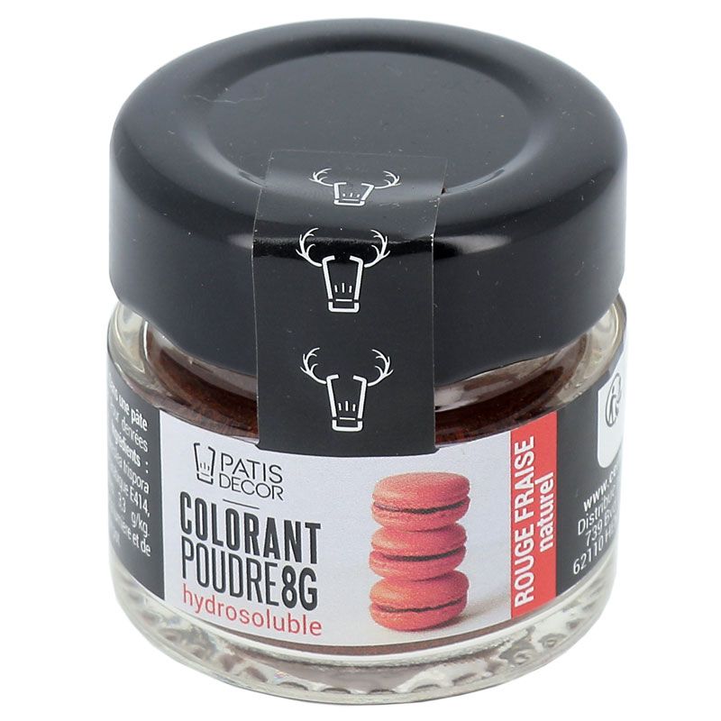 Colorant poudre naturel rouge fraise Patisdécor 8 g