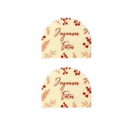 Embouts de bûches en chocolat blanc Joyeuses Fêtes (x54)