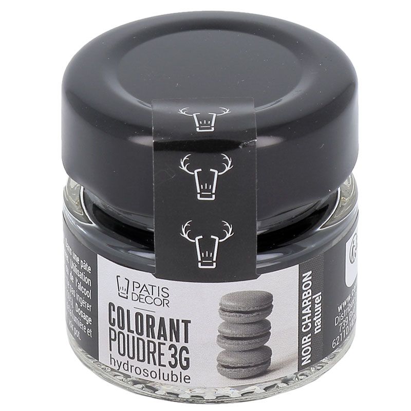 Colorant poudre naturel noir charbon Patisdécor 8 g