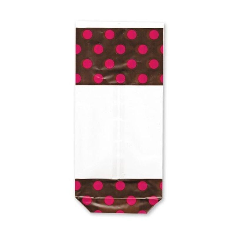 10 sachets FC + liens chocolat/rose 12 x 26 cm