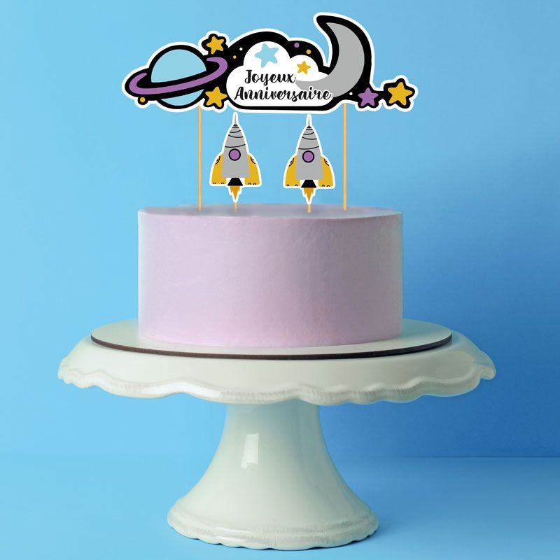 Cake topper anniversaire rond à personnaliser