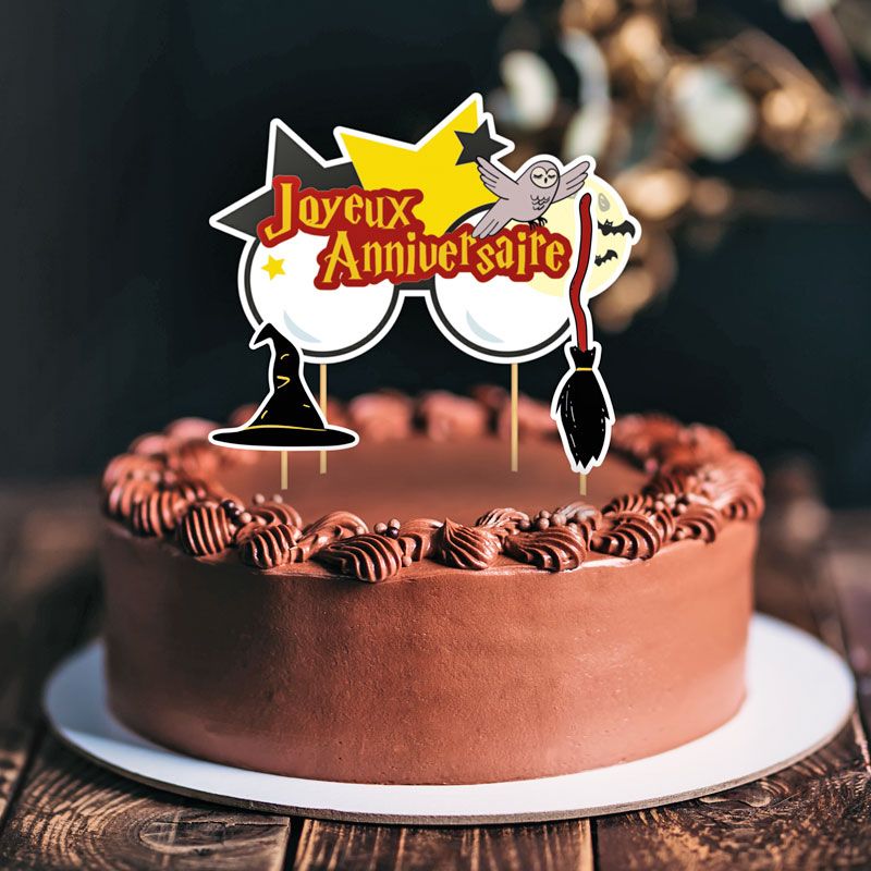 Cake topper assortis Joyeux anniversaire thème anniversaire enfantin