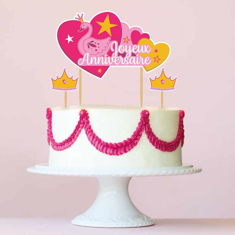 Cake topper assortis Joyeux anniversaire thème Princesse