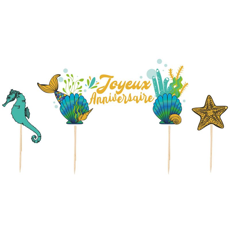 Cake topper thème Sirène - décoration à personnaliser pour gâteau  anniversaire