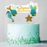 Cake topper assortis "Joyeux anniversaire" thème Sirène