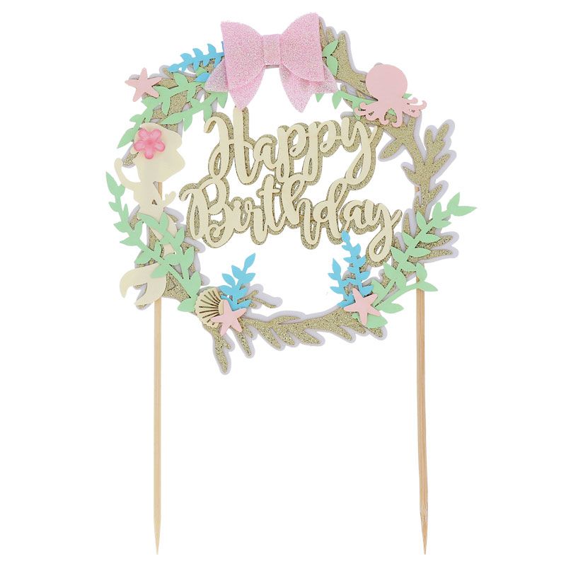 Cake topper "Happy birthday" thème sirène