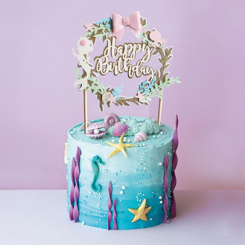 Happy Birthday Cake Topper, Bleu Gâteau Décoration d'anniversaire