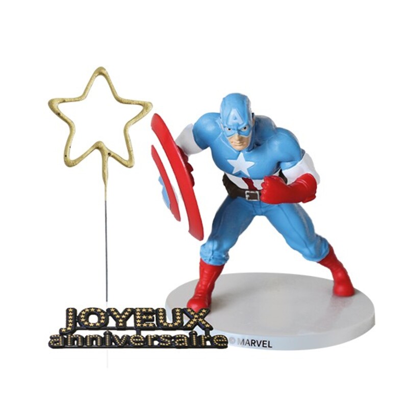 Décorations pour gâteau : figurine Captain America - Anniversaire Avengers