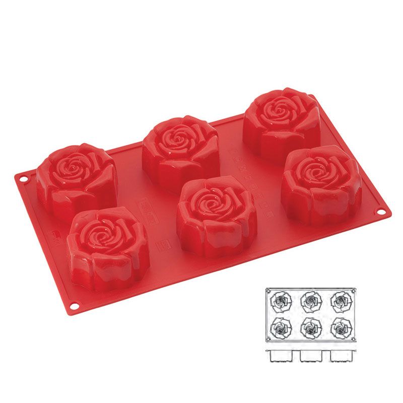 Moule silicone 6 roses fleuries