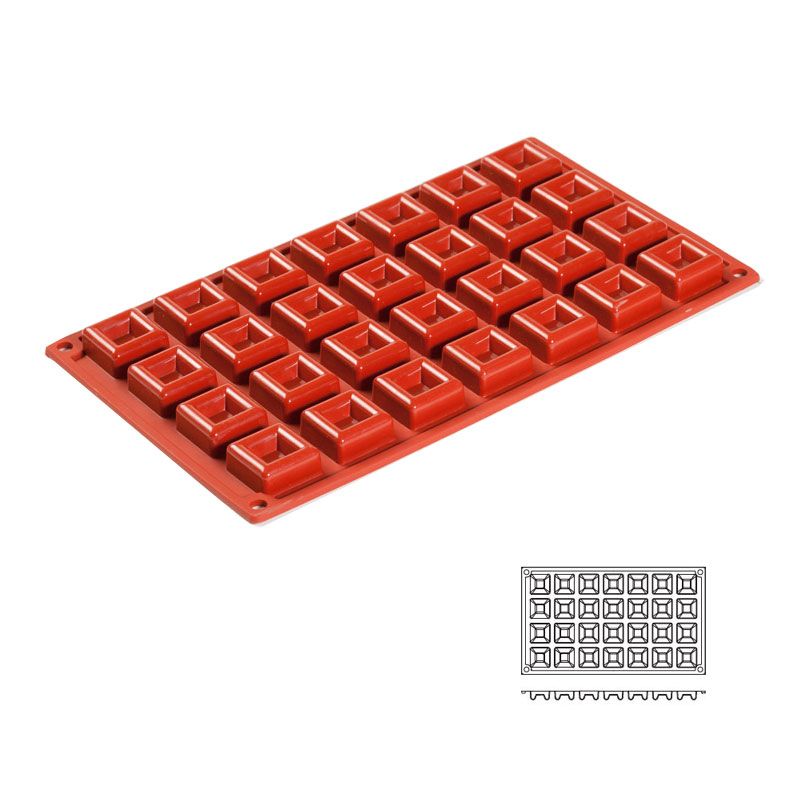 Moule silicone 28 mini savarins carrés