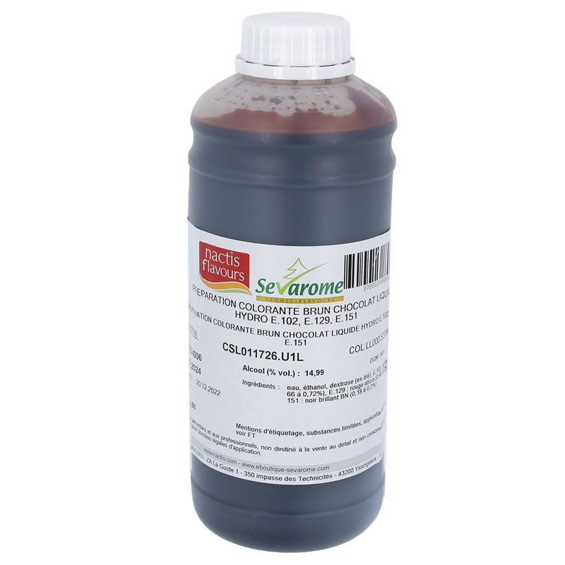 Colorant liquide hydrosoluble brun chocolat 1L