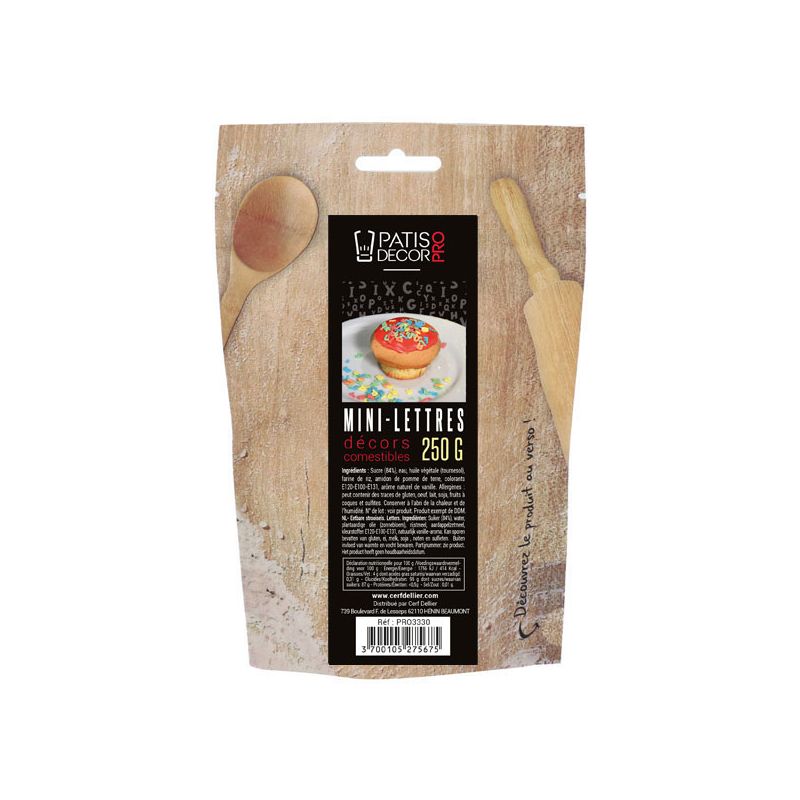 Décors Lettres alphabet comestibles Patisdécor Pro 250 g