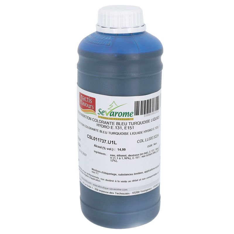 Colorant liquide hydrosoluble bleu turquoise 1L