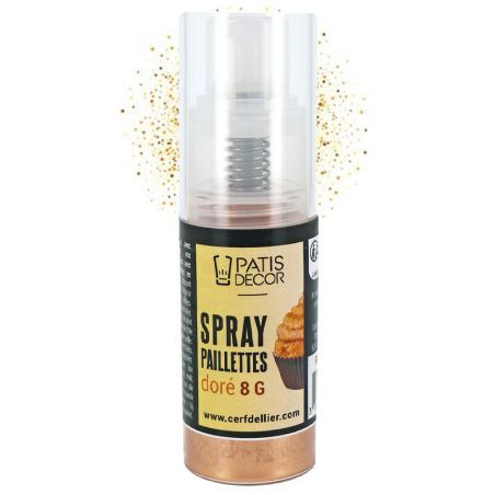 Spray de paillettes dorées Patisdécor
