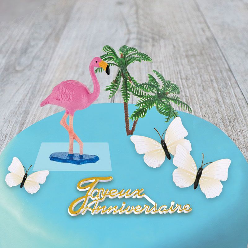 Kit décor Gâteau Flamant rose