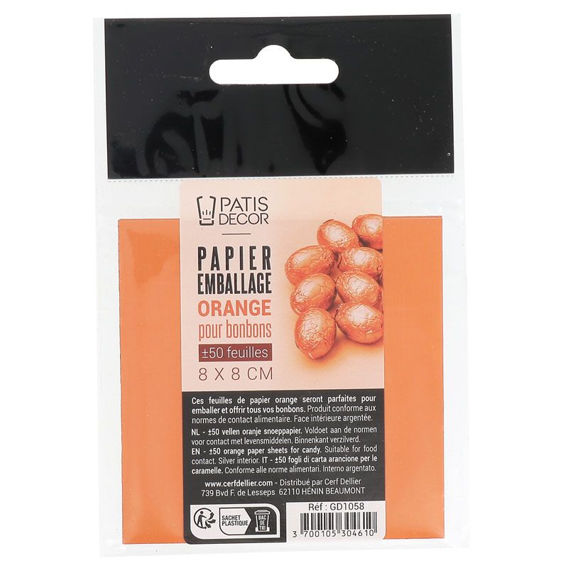 Carrés alu oranges pour bonbons et chocolats (x50)