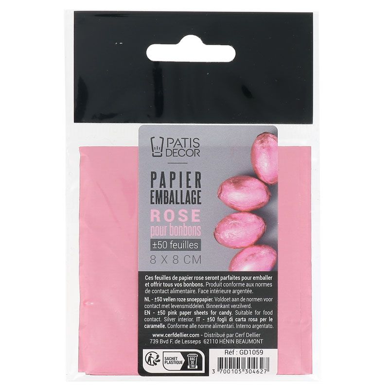 Carrés alu roses pour bonbons et chocolats (x50)