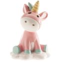 Sujet de baptême licorne rose 10 cm