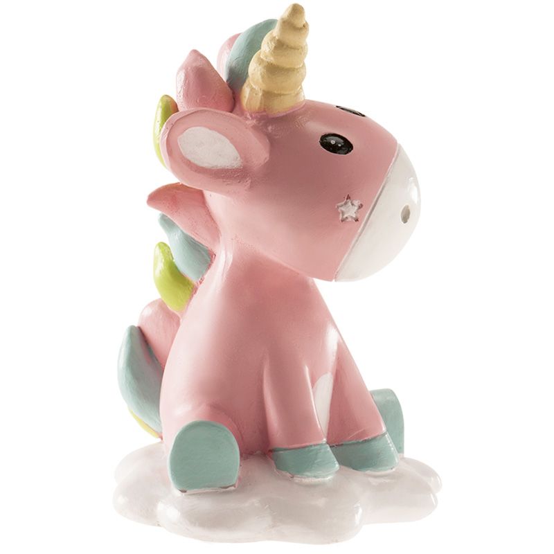 Sujet de baptême licorne rose 10 cm