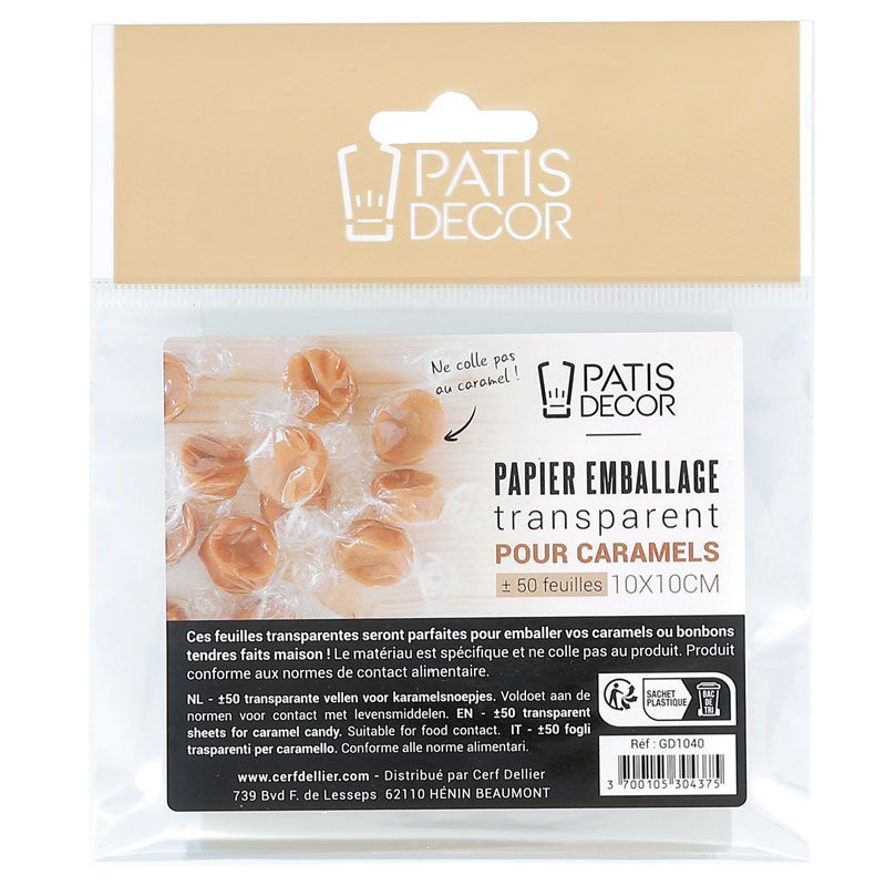 Papiers emballage caramels transparents (+/-50)