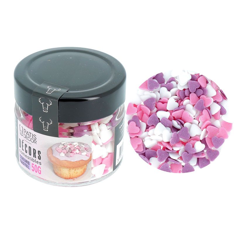 Coeurs pastels comestibles Patisdécor 50 g