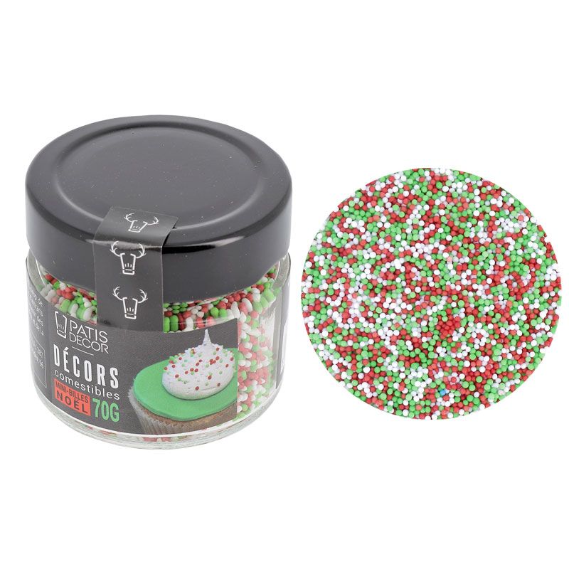 Vermicelles, confettis et sprinkles pour déco de gâteau de Noël