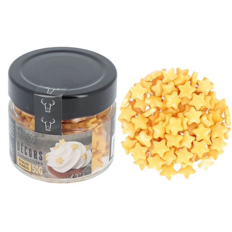 Décors comestibles étoiles dorées 50 g