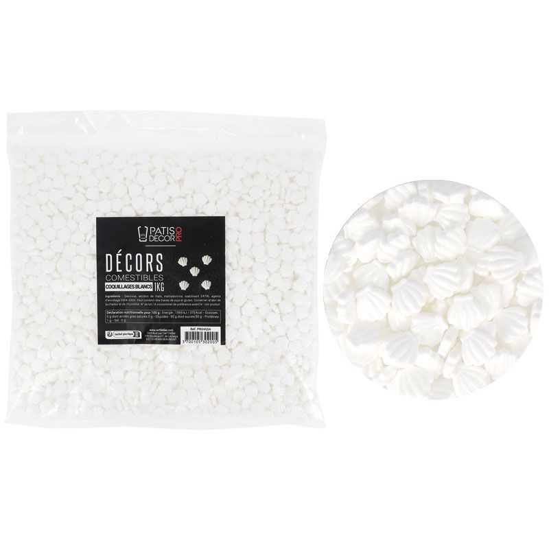 Décors comestibles coquillages blancs 1 kg