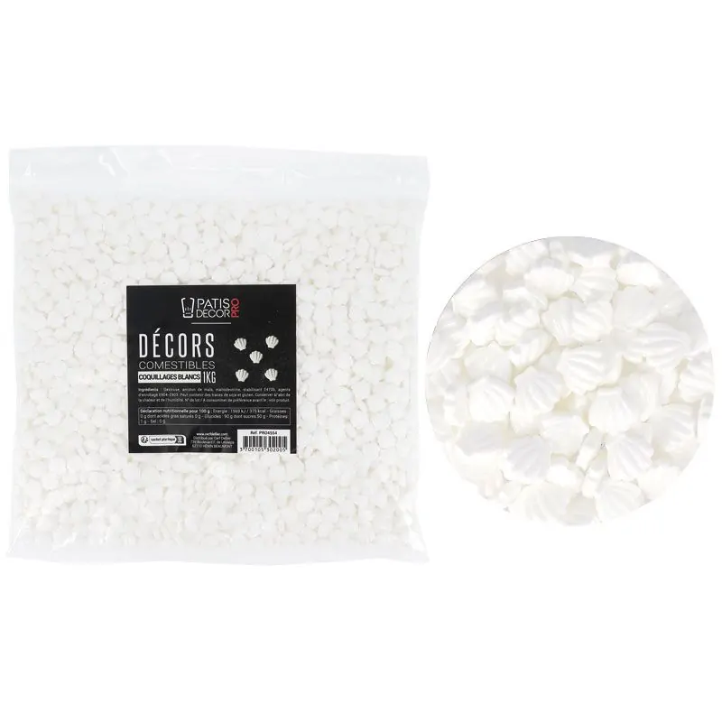 Décors comestibles coquillages blancs 1 kg