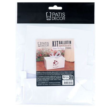 Kit ballotin chocolats blanc "Bonne fête maman"