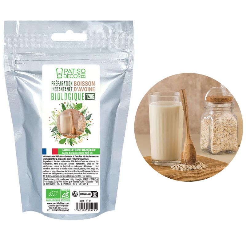 Lait d'avoine sans gluten en poudre instantanée