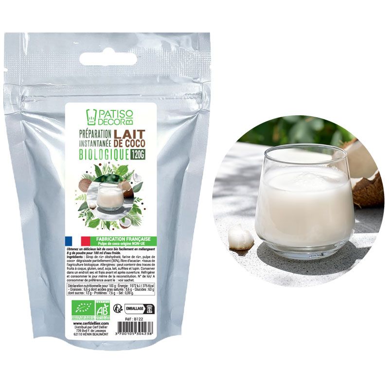 Préparation instantanée pour lait de coco biologique 120 g