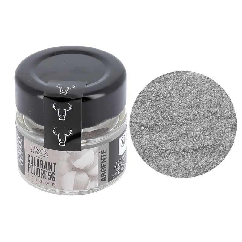 Poudre alimentaire gris argenté 10g