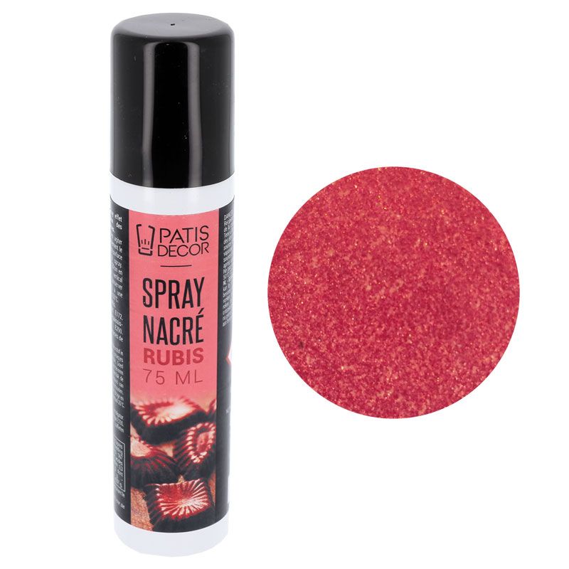 Paillettes alimentaires rouge rubis en spray - Patisdécor